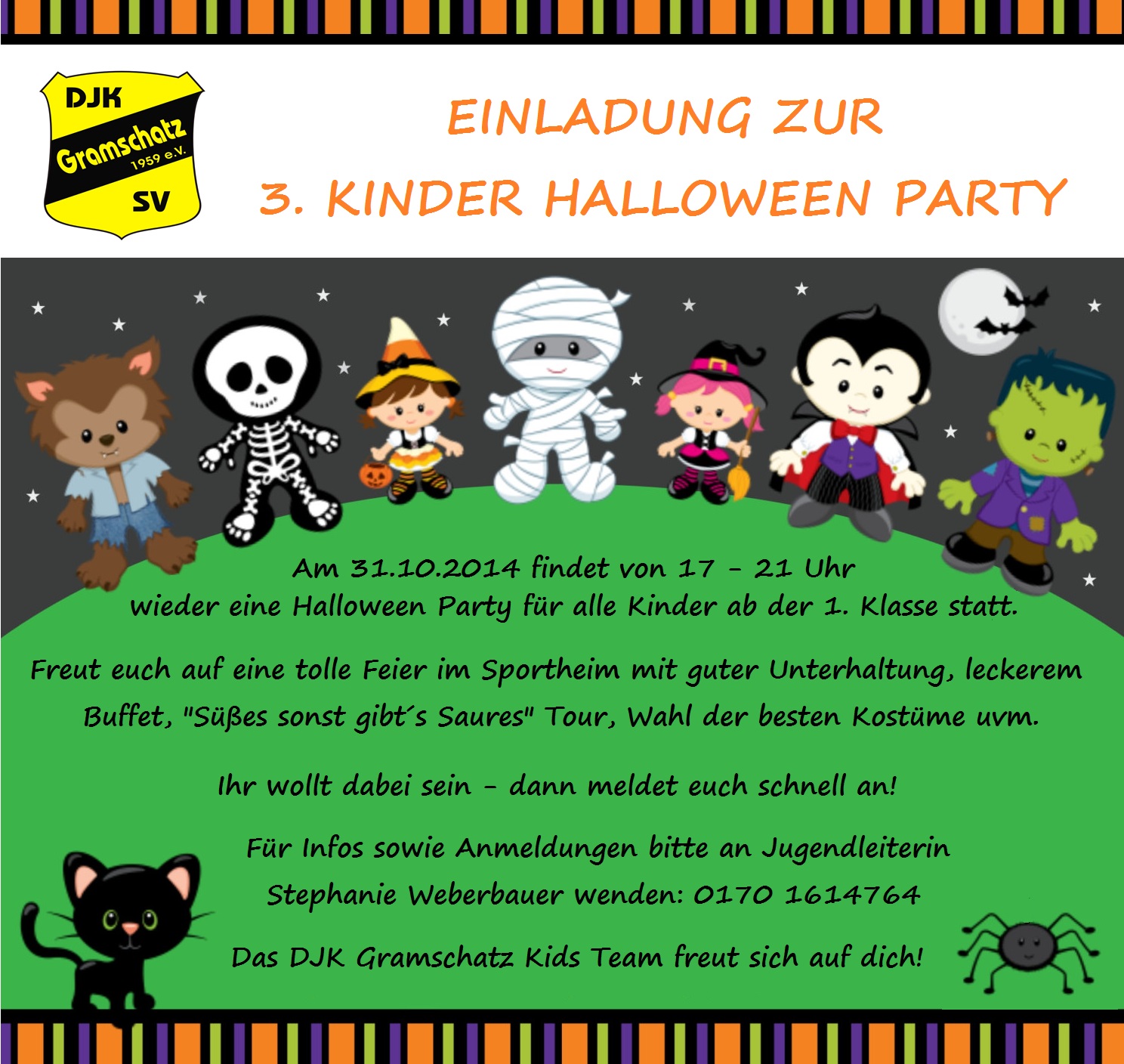 Einladung Zur 3 Kinder Halloween Party Djk Gramschatz